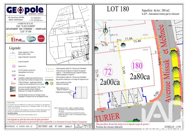 Terrain à vendre 280 m² Elne