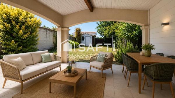 Maison familiale en pierre avec jardin
