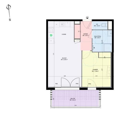 Appartement 2 pièces de 48 m² à AGAY (83530)