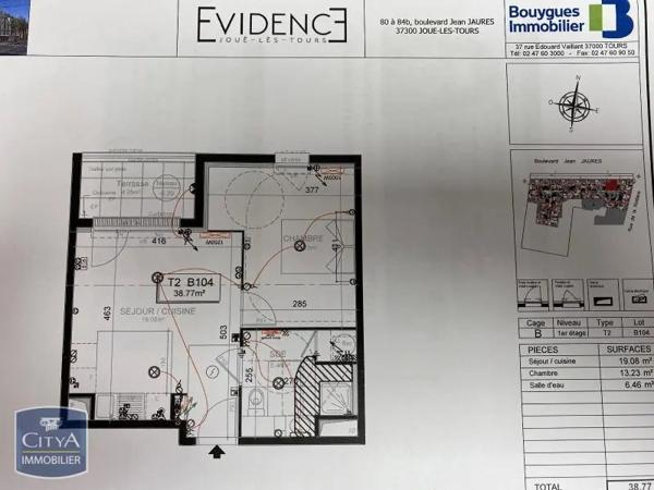 Appartement à louer 2 pièces 38.77m² Joué-lès-Tours (37300)