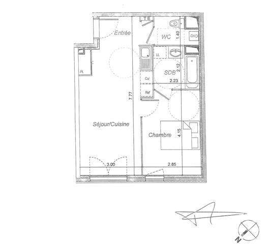 Appartement F2 à vendre  2 pièces - 42,40 m2 LYON - 69007
