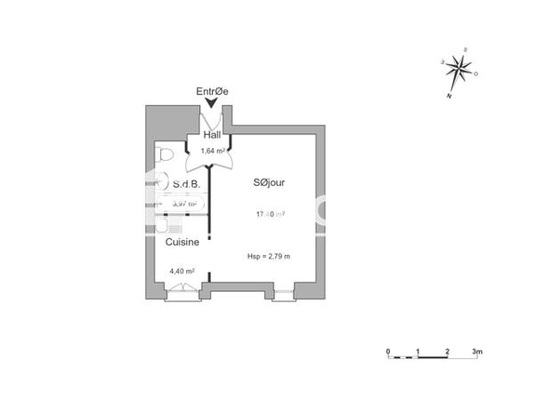 Location Studio 27.41 m² - 12 BIS RUE YVES BODIGUEL Nantes 44000