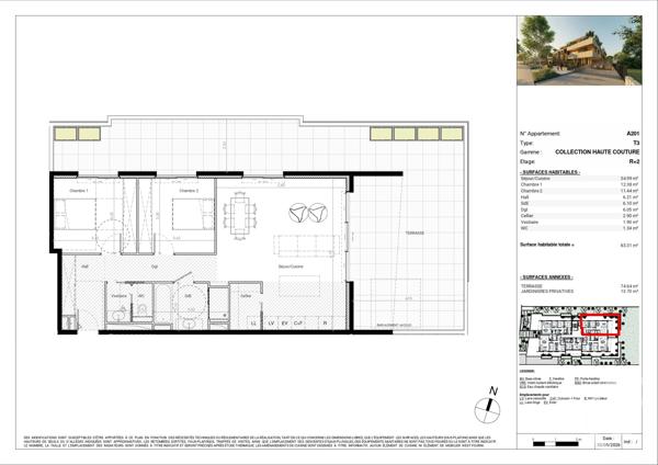 Appartement T3 à vendre  3 pièces - 83,31 m 2   BAILLARGUES  - 34