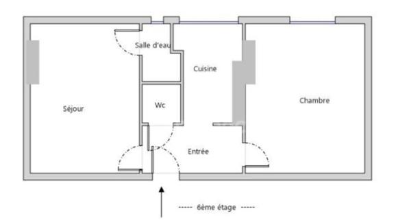 Appartement à vendre 2 pièces PARIS 20EME ARRONDISSEMENT (75) au 6eme étage sur cour avec ascenseur