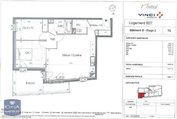 Appartement à louer 3 pièces 63.82m²