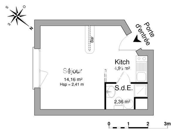 Location Studio 21.48 m² - 28 BD GEORGES POMPIDOU Caen 14000