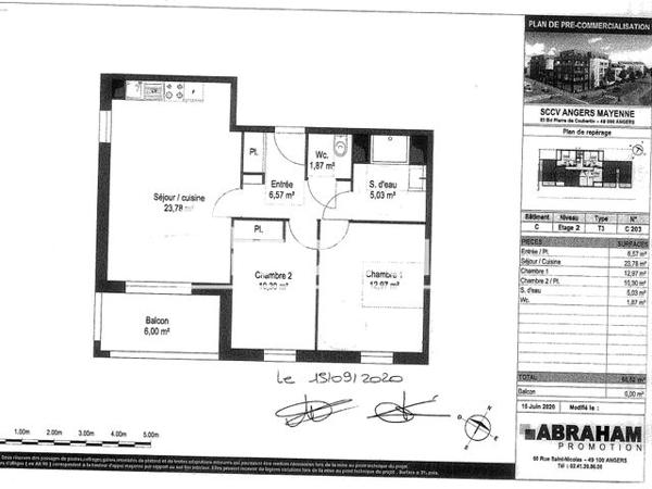 Location Appartement 3 pièces 60.52 m² - MAYFLOWER - RUE ELISE DEROCHE Angers 49000