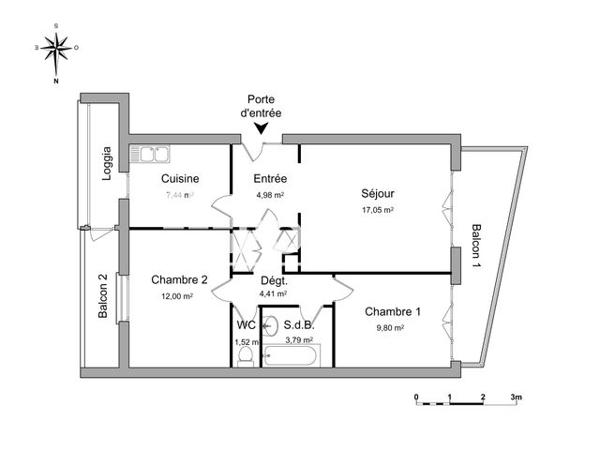 Location Appartement 3 pièces 60.99 m² - RUE LOUIS SOREL Toulon 83000