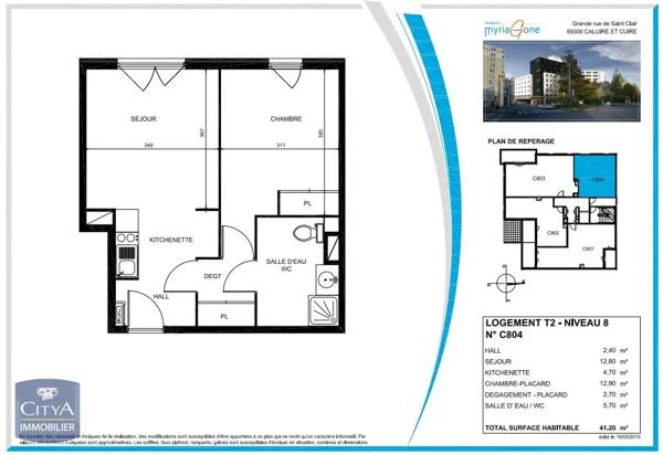 Appartement à louer 2 pièces 41.2m² Caluire-et-Cuire (69300)