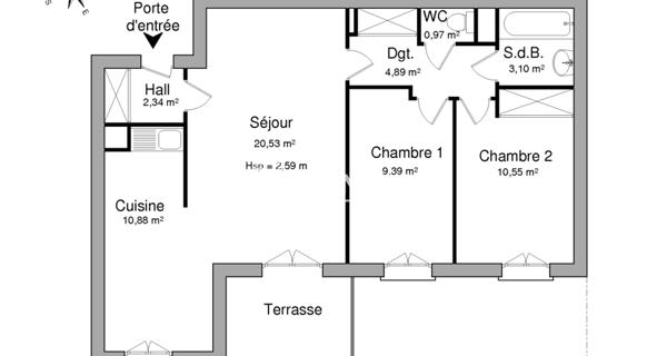 Location Appartement 3 pièces 62.65 m² - Noisy-le-grand 93160