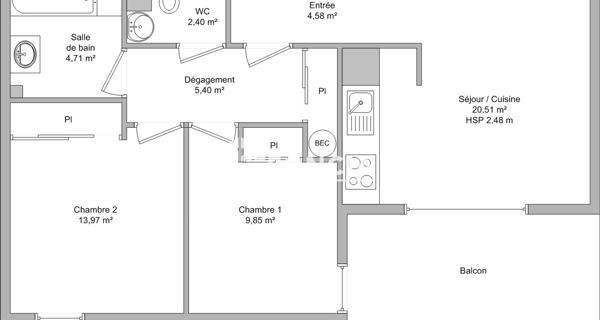 À vendre Appartement 3 pièces 61.42 m² - Avignon 84000
