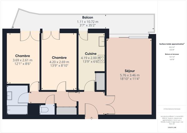 Appartement T3 à vendre  3 pièces - 62,42 m2 BOULOGNE BILLANCOURT - 92