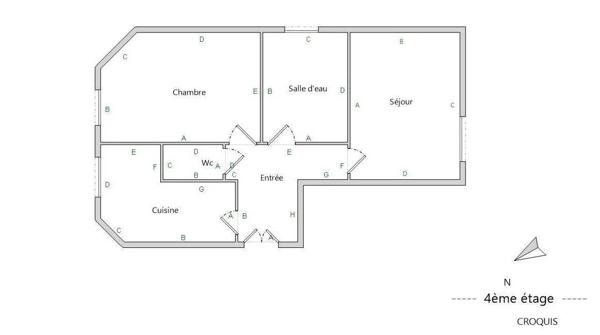 Appartement 2 pièces de 44m² – Porte de Clichy/Victor Hugo – Clichy
