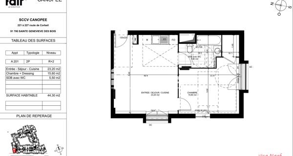 Location Appartement 2 pièces 44.3 m² - Sainte-geneviève-des-bois 91700