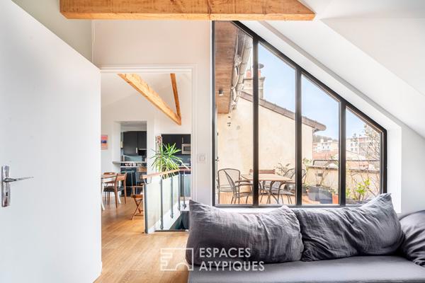 Duplex traversant avec terrasse