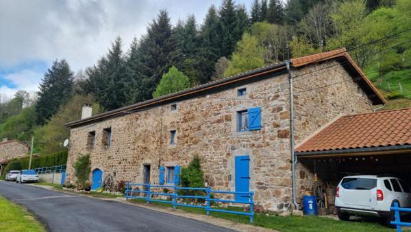 A 8 km de Riotord 43220 secteur Clavas ferme rénovée de 189m² + dépendances sur 5310m² de terrain attenant et 8920m² de terrain non attenant avec ruisseaume 189m² habitables 4 chambres