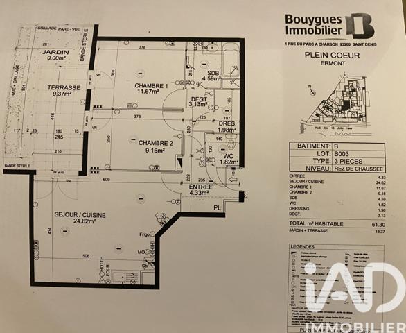 Appartement à vendre 3 pièces 61 m² Ermont