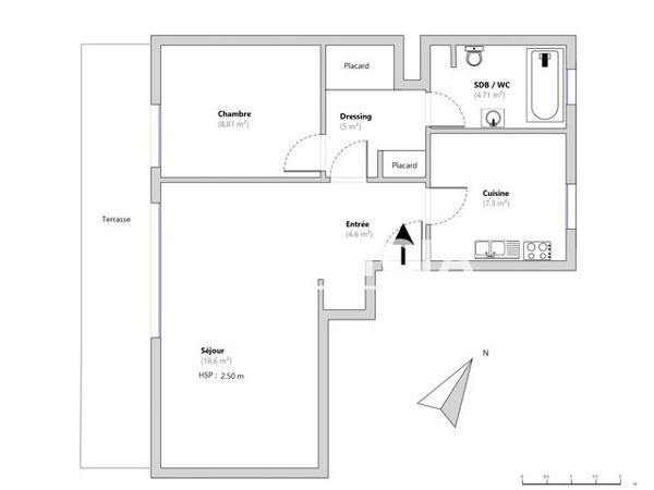 Location Appartement 2 pièces 49.02 m² - 17 PASSAGE FOUBERT Paris 75013