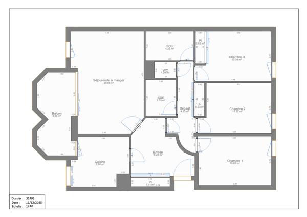 Appartement Courbevoie 4 pièce(s) 85.19m2