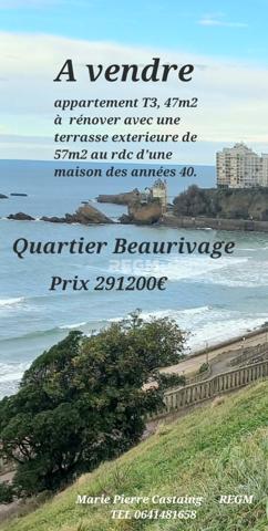 Biarritz (64200) Biarritz - Quartier Beaurivage - Appartement T3 avec terrasse.
