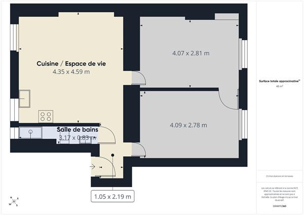 Appartement 3 pièces 48.98 m2