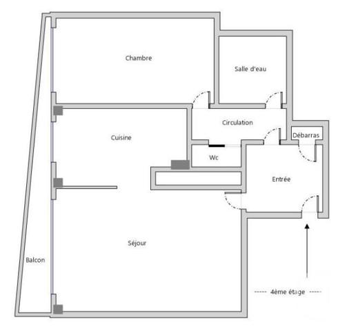 Appartement F2 à vendre  2 pièces - 50,28 m2 PARIS - 75020