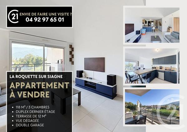 Appartement Duplex à vendre  4 pièces - 118,13 m 2   LA ROQUETTE SUR SIAGNE  - 06