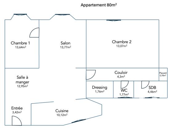 Location appartement 3 pièces 80 m² 
