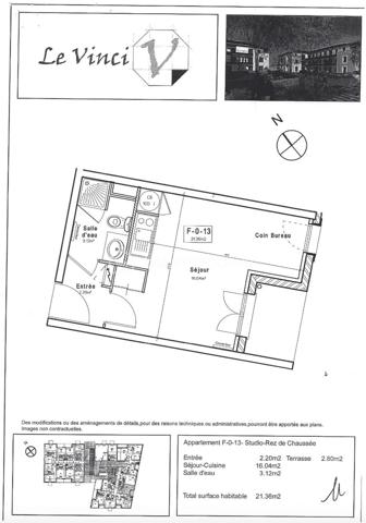 Appartement de 21,36 m²