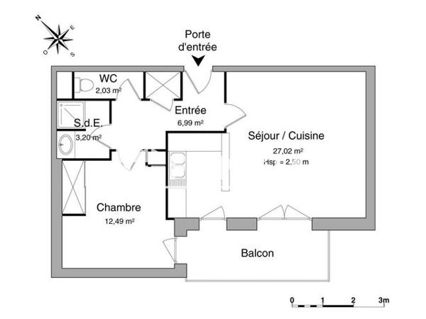 Location Appartement 2 pièces 51.7 m² - 15 RUE FREDERIC MISTRAL Pau 64000