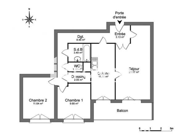 Location Appartement 3 pièces 71.3 m² - 177-183 RUE JOLIOT CURIE Lyon 69005