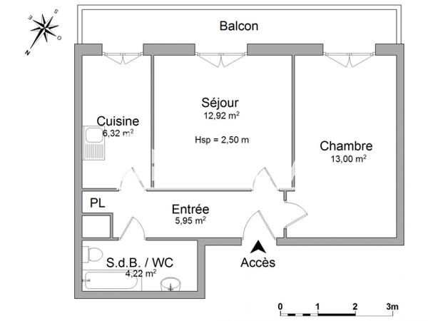 Location Appartement 2 pièces 42.41 m² - 81 BD DES BOURROCHES Dijon 21000