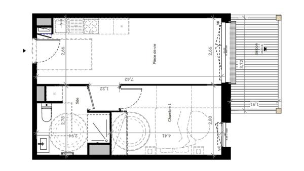 Appartement à vendre 2 pièces 39 m² Tours