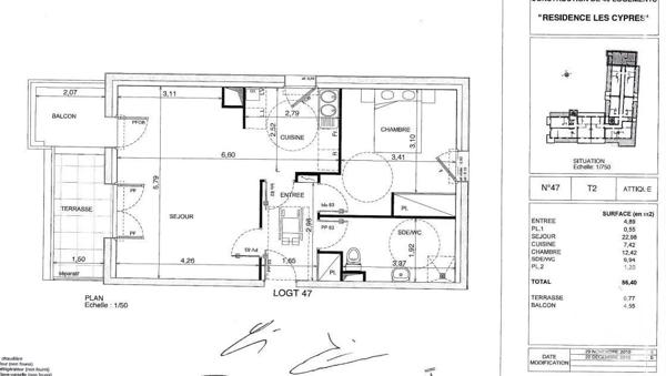 Appartement F2 à vendre  2 pièces - 56,80 m 2   FLEURY SUR ORNE  - 14