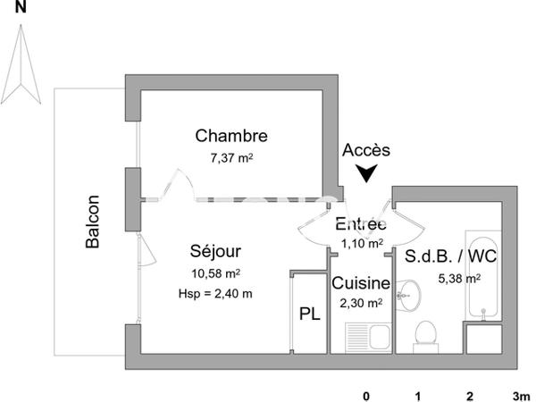 Location Appartement 2 pièces 26.73 m² - 6 RUE DU TONNELET ROUGE Strasbourg 67000