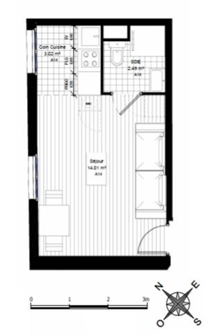 studio entièrement rénové à vendre CLICHY (92), surface habitable 19,52 m2