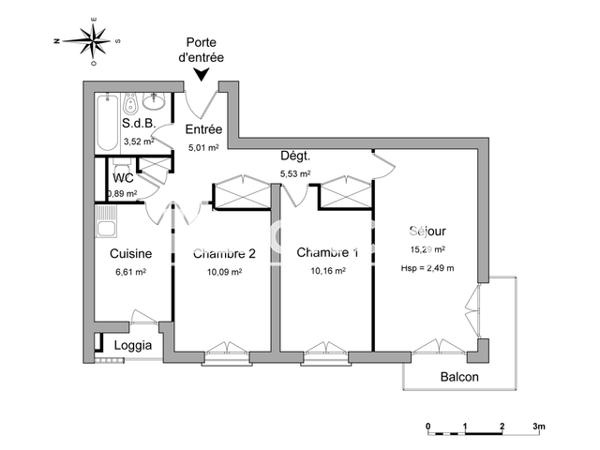 Location Appartement 3 pièces 57.1 m² - 1 SQUARE DU ROC DE FRANCE Perpignan 66100