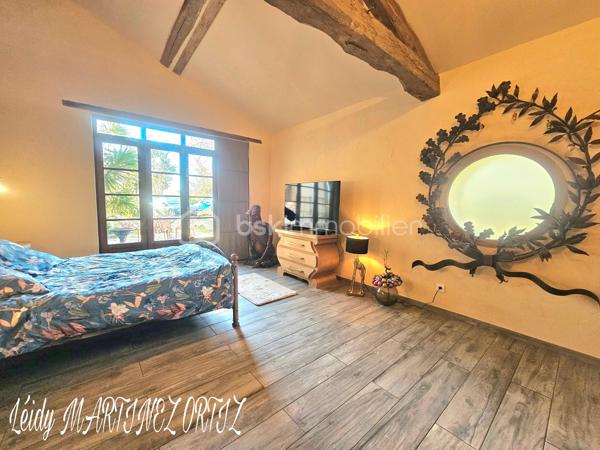 Située dans un cadre idyllique , entouré de nature et à deux minutes du centre ville, venez découvrir cette maison atypique, rénovée avec goût et conservant tout son cachet .
D'une superficie d'environ 220m², elle se compose d'une ample cuisine de 33m² menant à un grand salon - séjour lumineux de plus de 64m², hauteur sous plafond de près de 3m, sublimé par des grandes portes fenêtres offrant une vue exceptionnelle sur terrasse et jardin arboré .
La maison est composée de:

Au rez-de-chaussée:
* deux chambres lumineuses dont la chambre parentale de 23m² avec salle de bain de 16.50m²
* une cuisine avec insert 
* Buanderie de plus de 23m²
* un studio de 45m² avec de la pierre et des poutres apparentes

À l'étage:
* chambre de 24 m² avec une grande verrière donnant sur belle terrasse et vue sur piscine.
* salle d'eau 
* combles semi - aménagés, près de 170 à usage d'atelier.

Informations complémentaires:

* Menuiserie en double vitrage et bois de chaîne.
* Électricité aux normes.
* Pompe à chaleur air - eau chaude
* Toiture refaite il y a 7 ans.
* Hangar
* cuisine aménagée et équipée
* terrasse de 112m²
* carrelage en travertin de Turquie 
* parquet flottant 
* piscine  8x4 refaite en 2019
* Pompe à chaleur
* La maison profite d'une alarme et son équipement d'une valeur de 600€ que vous pourrez conserver.

Cette maison représente une belle opportunité pour les amateurs de rénovation souhaitant créer un lieu de vie à leur image, dans un secteur privilégié.

Contactez moi rapidement pour organiser une visite