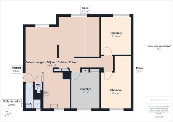 Appartement rénové Valence avenue Victor Hugo T5 - 85 m2