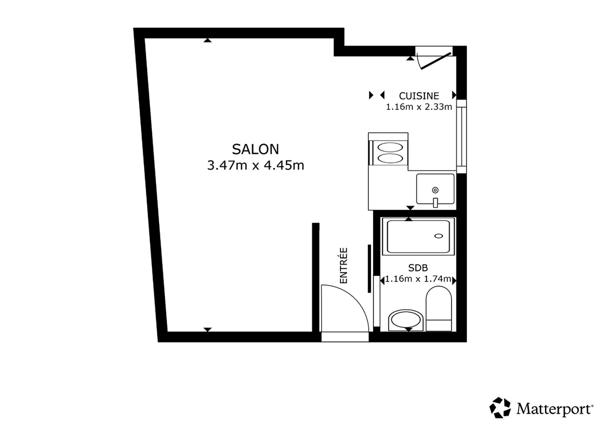 Appartement Paris 1 pièce(s) 19.59 m2