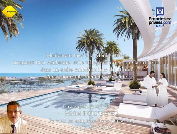 T1 lumineux de 37 m² au coeur du village naturiste du Cap d'Agde, et place de parking