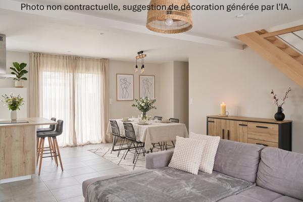 MAISON TRES LUMINEUSE avec 3 CHAMBRES, coin bureau, jardin et garage.