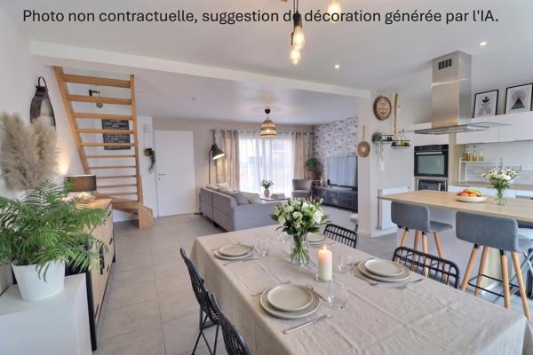 MAISON TRES LUMINEUSE avec 3 CHAMBRES, coin bureau, jardin et garage.