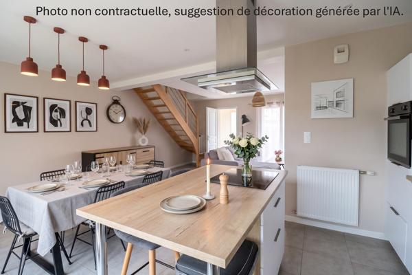 MAISON TRES LUMINEUSE avec 3 CHAMBRES, coin bureau, jardin et garage.