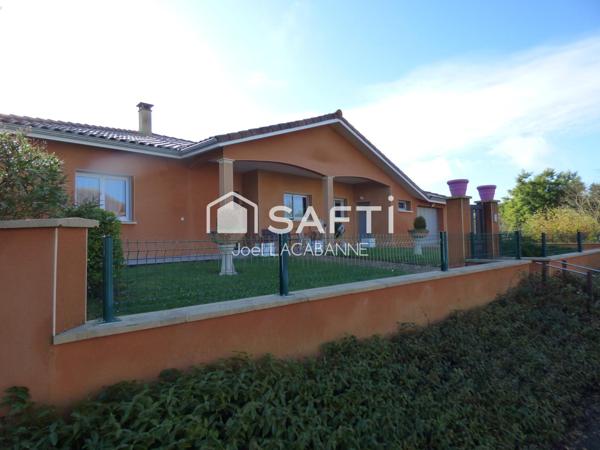 Villa plain pied 165 m², cuisine aménagée/salon de 52 m², 2 chambres, bureau. garage