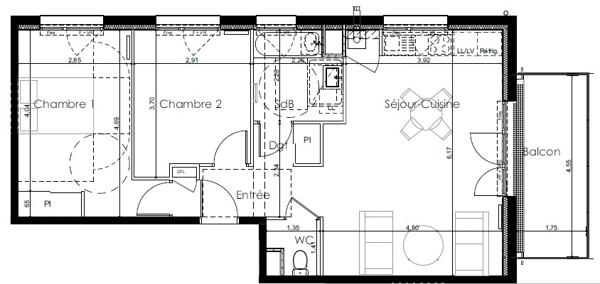 Appartement Laval 63.28 m²