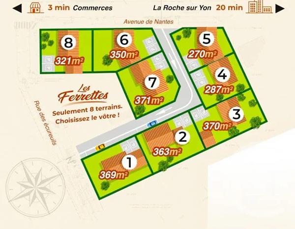 Terrain à vendre  311 m 2   COEX  - 85