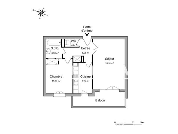 Location Appartement 2 pièces 50.89 m² - 100 R.ST BRICE-SENTE GALICHETS Chartres 28000