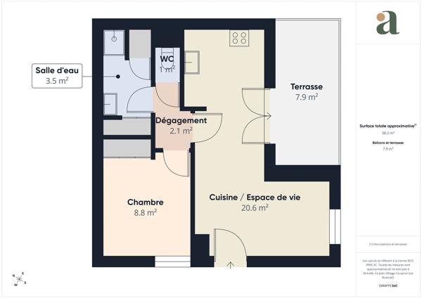 Appartement T2 avec terrasse et stationnement Salon de Provence (13300)