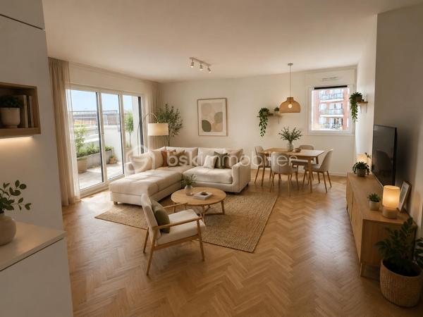 Découvrez ce très bel appartement de 81,5 m2 (Loi Carrez), expositions Est Sud et Ouest, refait à neuf, alliant prestations contemporaines (domotique), standing et luminosité exceptionnelle.
Il est situé dans une résidence sécurisée, quartier du Fort d'Issy les Moulineaux, dynamique et parfaitement adapté au bien être des familles.
Dès l'entrée vous serez séduits par ses volumes harmonieux et sa lumière naturelle omniprésente grâce à ses multiples ouvertures.
Cet appartement de quatre pièces est très bien distribué avec un salon de belle dimension, une cuisine équipée, très fonctionnelle, une partie nuit avec trois chambres et deux salles de bains (douche et baignoire).
Il ouvre sur un balcon terrasse de 16 m2 et jouit d'une vue panoramique sur Paris et ses monuments emblématiques.
Les espaces de vie, soigneusement rénovés avec des matériaux de qualité offrent élégance et confort.
Au sous sol, une place de parking privative complète ce bien. (Possibilité d'acquérir une deuxième place en option).
Idéalement situé à proximité de commerces, écoles, crèche et autres commodités, ce bien réunit tous les critères recherchés pour une résidence principale ou un investissement patrimonial de qualité.